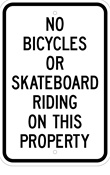 No Bicycles or Skateboarding sign