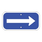 White Horizontal Arrow on Blue sign
