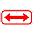 Red Horizontal Double Arrow on White sign
