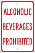 Alcoholic Beverages Prohibited sign