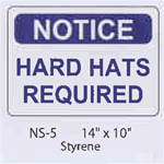 Notice Hard Hats Required styrene sign