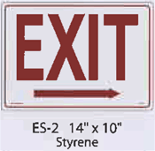 Exit (Right Arrow) styrene sign