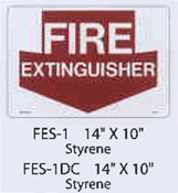 Fire Extinguisher (Down Arrow) decal or styrene sign
