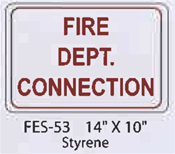 Fire Dept Connection styrene sign