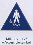 Boys (Accessible) triangular styrene sign