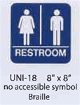 Unisex Men/Women symbols styrene sign with braille