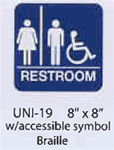 Unisex Men/Women Accessible symbols styrene sign with braille