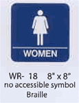 Women styrene sign with braille