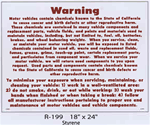 Warning Vehicles in California styrene sign