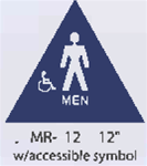 Male Symbol Triangle Styrene Sign, with accessible symbol
