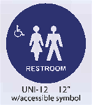 Unisex Restroom styrene sign with accessible symbol