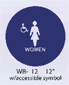 Women Restroom styrene sign with accessible symbol