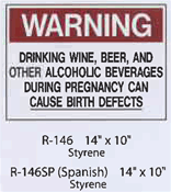 Warning Drinking While Pregnant styrene sign