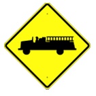 FIre Truck Crossing Warning sign