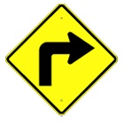 Right Corner Arrow Warning sign