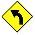 Left Curve Arrow Warning sign